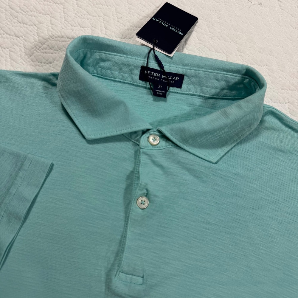Peter Millar Crown Crafted Polo Shirt  Mens XL Sky‎ Blue Pima Cotton SS MS23XK70